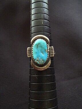 Navajo Signed Natural Turquoise sterling Ring Sz 7 Mary Dayea
